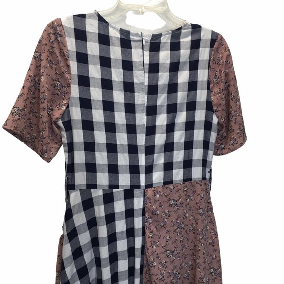 Journey Five Dress Women Small Pink Cottagecore Prairie Asymmetric Hem Check - Picture 8 of 10